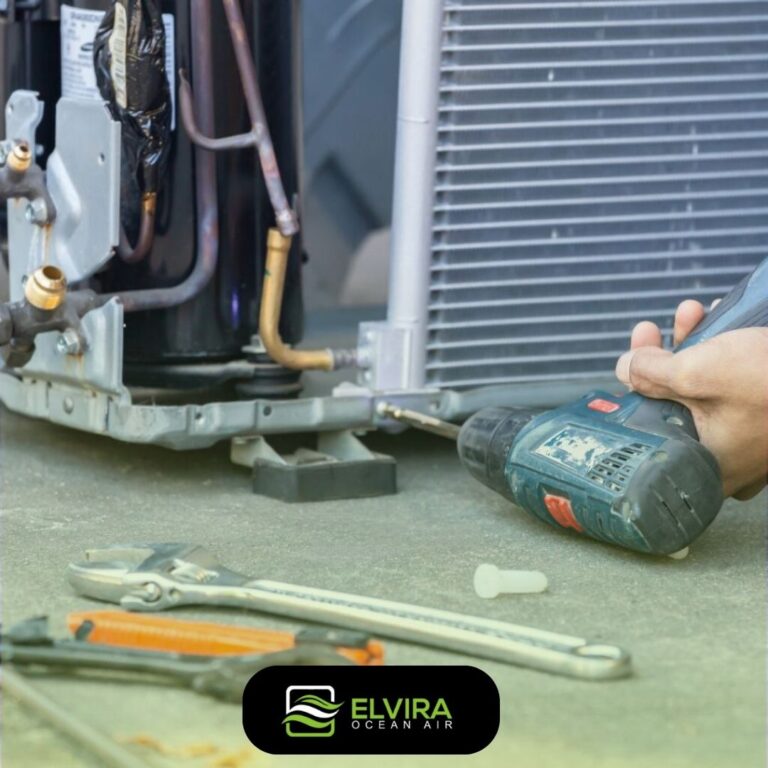 Installing an outdoor heat pump with a drill