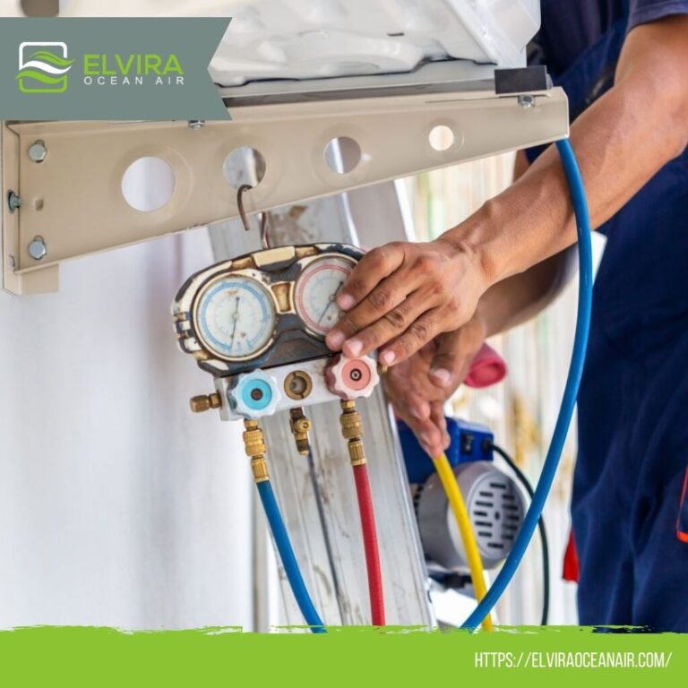 Refrigerant gauges connected to a heat pump
