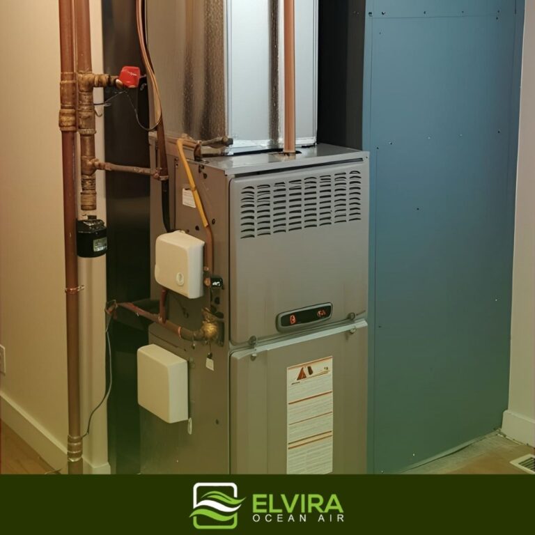 Gas furnace installed in a utility closet
